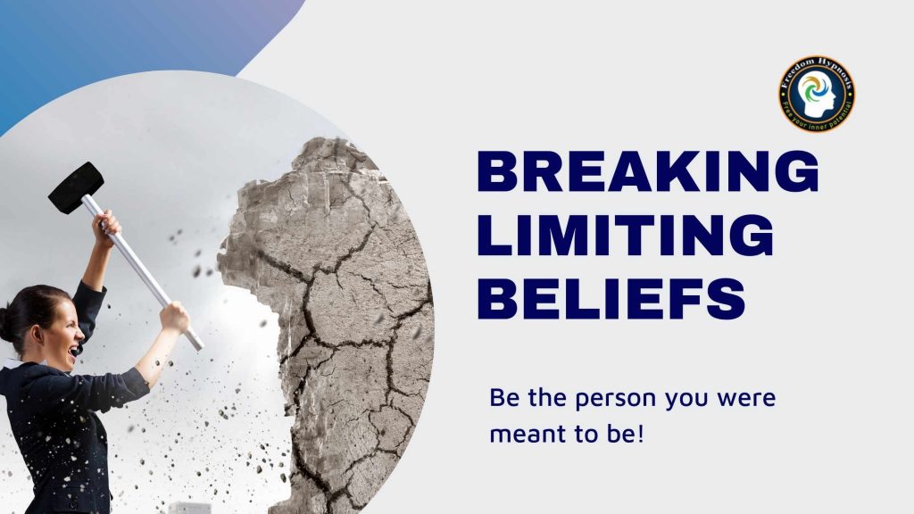 woman breaking a wall like breaking limiting beliefs